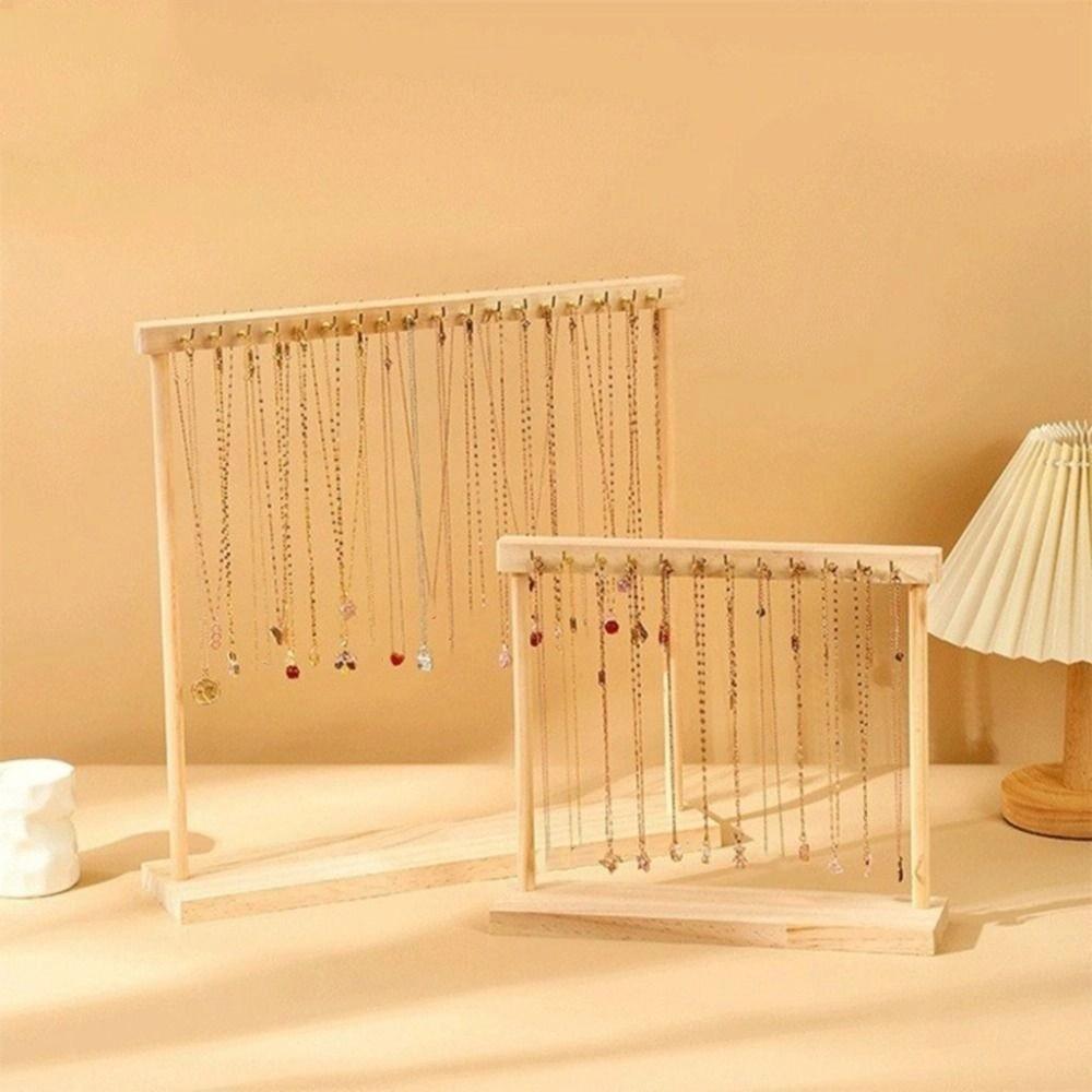 Portable Wood Necklace Stand 12 /18 Hook Jewelry Jewelry Holder Necklace Hanging Rack  Home