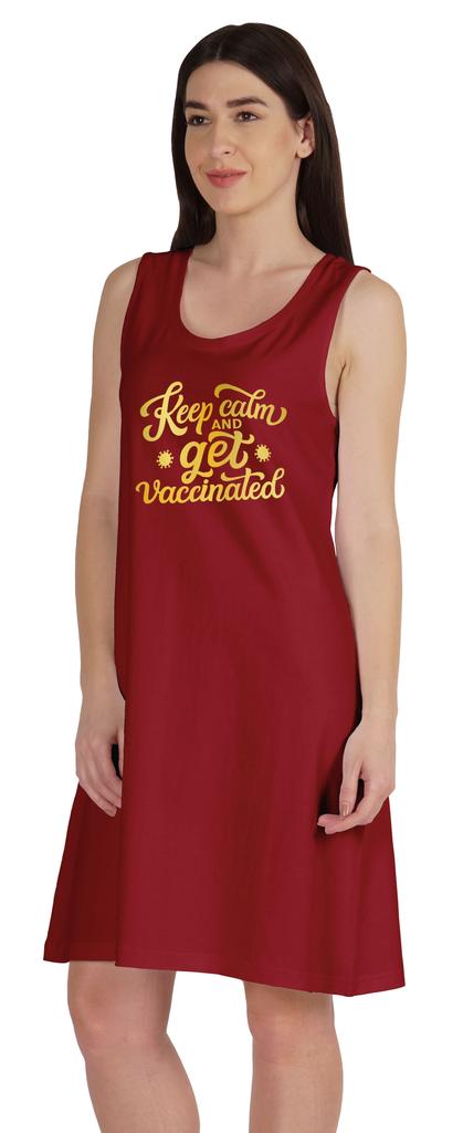 Inkmeso Keep Calm and Get Vaccinated T-Shirt Funny Pro Vaccine Summer Scoop Neck
