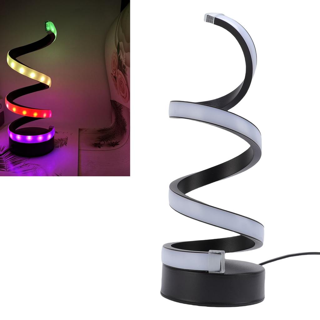 Modern Spiral RGB Table Lamp Unique 7 Colors 10 Light Modes LED Dimmable Nightstand Lamp for Living Room Bedroom Office