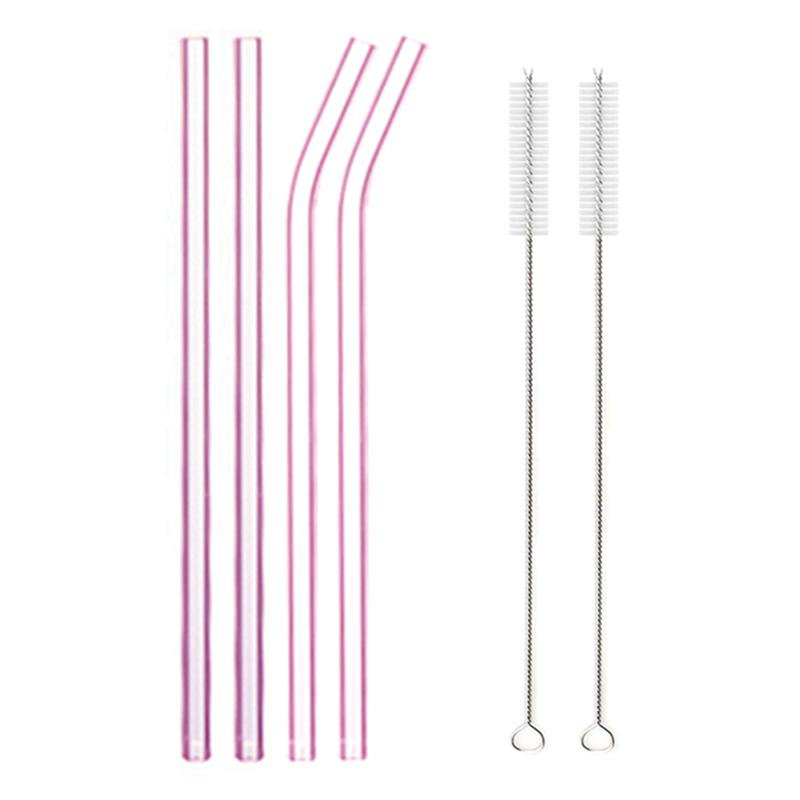 Colorful Glass Straws Reusable Drinking Straw Eco-friendly High Borosilicate Glass Straw Glass Favors Bar Drinkware Tube Party