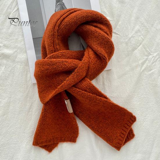 Women Scarf Winter Windproof Solid Color Soft Thick Knitting Keep Warm Cozy Unisex Korean Style Men for Outdoor