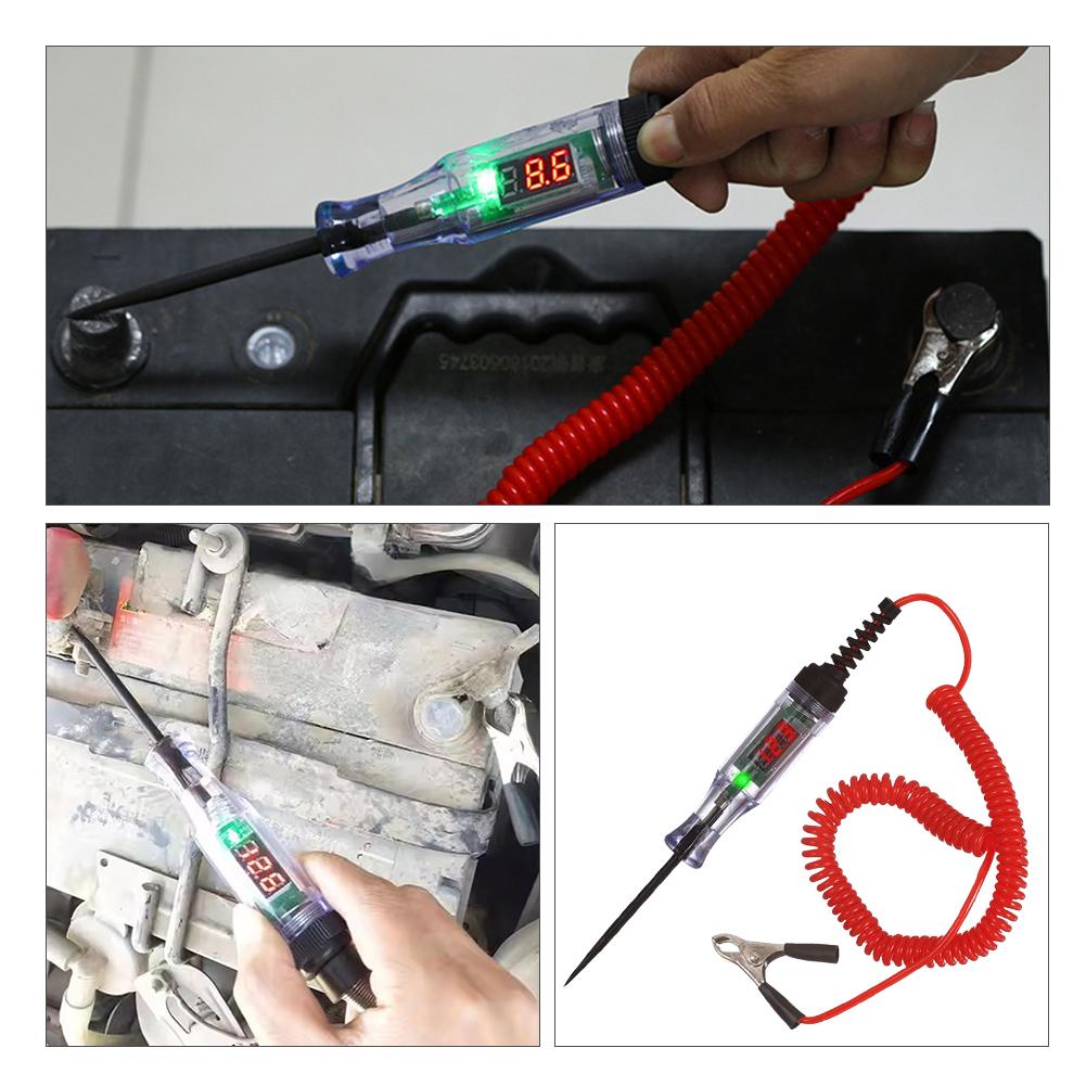 24V 48V 90V DC Car Digital Display Test Pen Circuit Tester Auto Diagnostic Probe Electric Measuring Pen Heavy Duty Repair Tools