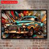2d Flat 30*20cm, Boho Style Retro Car Wooden Wall Art, Multipurpose Sign Decorative Hanging Plaque for Home, Living Room, Kitchen, Garden, Bedroom