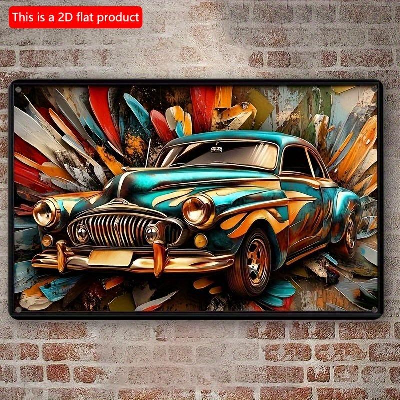 2d Flat 30*20cm, Boho Style Retro Car Wooden Wall Art, Multipurpose Sign Decorative Hanging Plaque for Home, Living Room, Kitchen, Garden, Bedroom