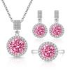 High-end Colorful Treasure Luxury Princess Round Bag Earrings Ring Pendant Necklace Jewelry Set