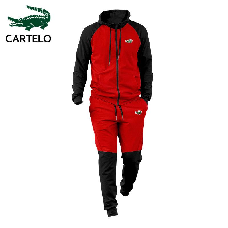 

CARTELO 2023 осенне-зимний комплект с вышивкой, мужской повседневный свитер с капюшоном контрастного цвета, повседневная спортивная большая мужская одежда S