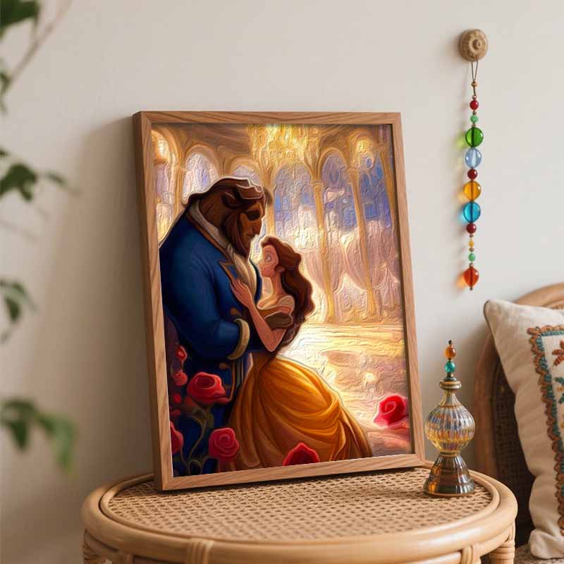 Disney oil painting Beauty and the Beast handmade diy art painting home decoration
