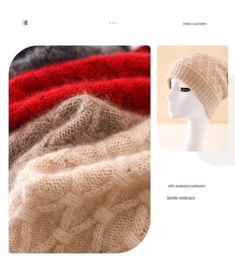 2025 Cashmere Women's Cable Knit Earflap Turn-Up Hat - High-End Autumn/Winter Fashion