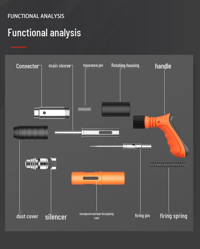 Jingyigong Mini Silencer Nail Gun for Ceiling and Wall Fixings