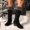High Boots Winter New Round Head Pile Rivet Soft Sole Non-slip Wear-resistant Wedge Cotton Boots