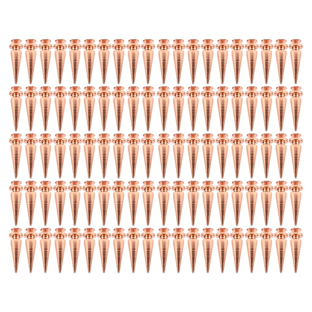 100 Sets Punk Cone Spikes Studs 10x26mm Rose Gold Punk Cone Spiked Screw Rivets DIY Punk Style