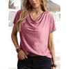 Women Casual Solid Color Short Sleeve Loose T Shirt