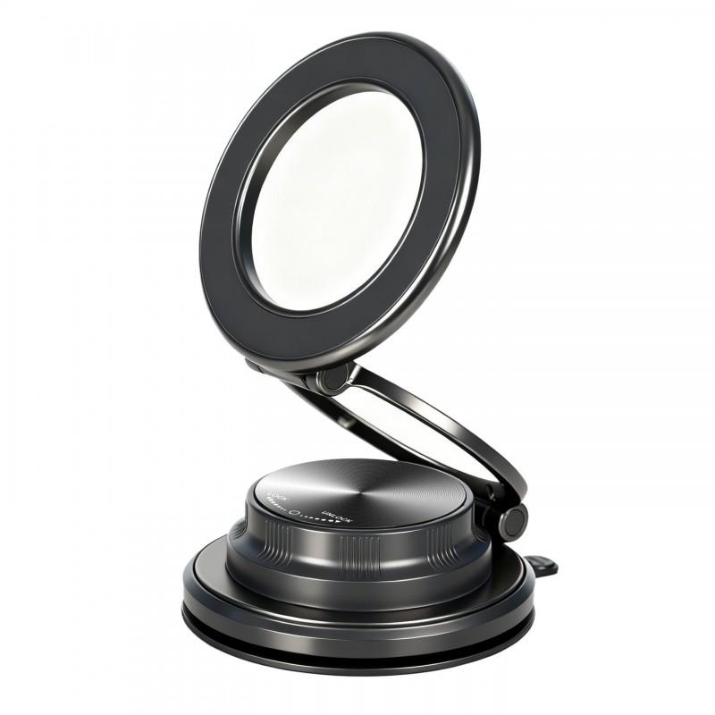 Magnetic Car Phone Holder With Vacuum Suction Cup Dashboard Mount Zinc Alloy Smartphone Stand