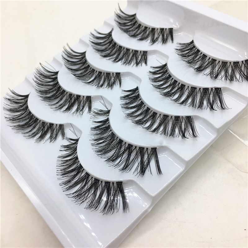Buy PDPO 5 Pair Handmade Natural Long Thick Cross Makeup Tool False ...