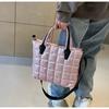 Internet Celebrity Cotton Quilted Padded Women's Handbags Nylon Solid Color Grid Female Shoulder Crossbody Bags Large Capacity Ladies Tote Bag Satchel