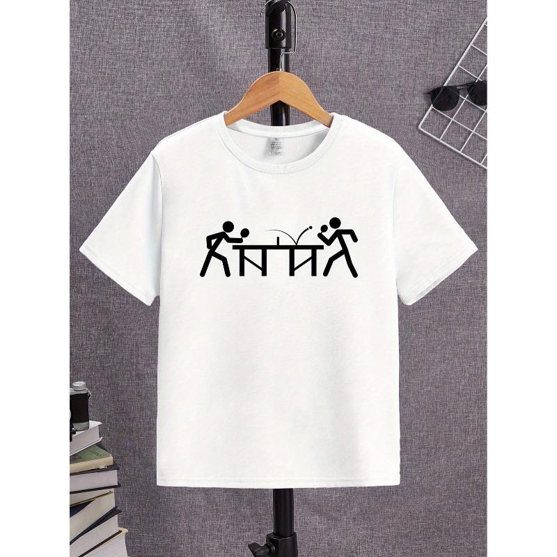 European sizes [Printed Design – Not Textured] Boys  Ping Pong T-Shirt with Ping Pong Paddle and Printed Pattern 110 белый