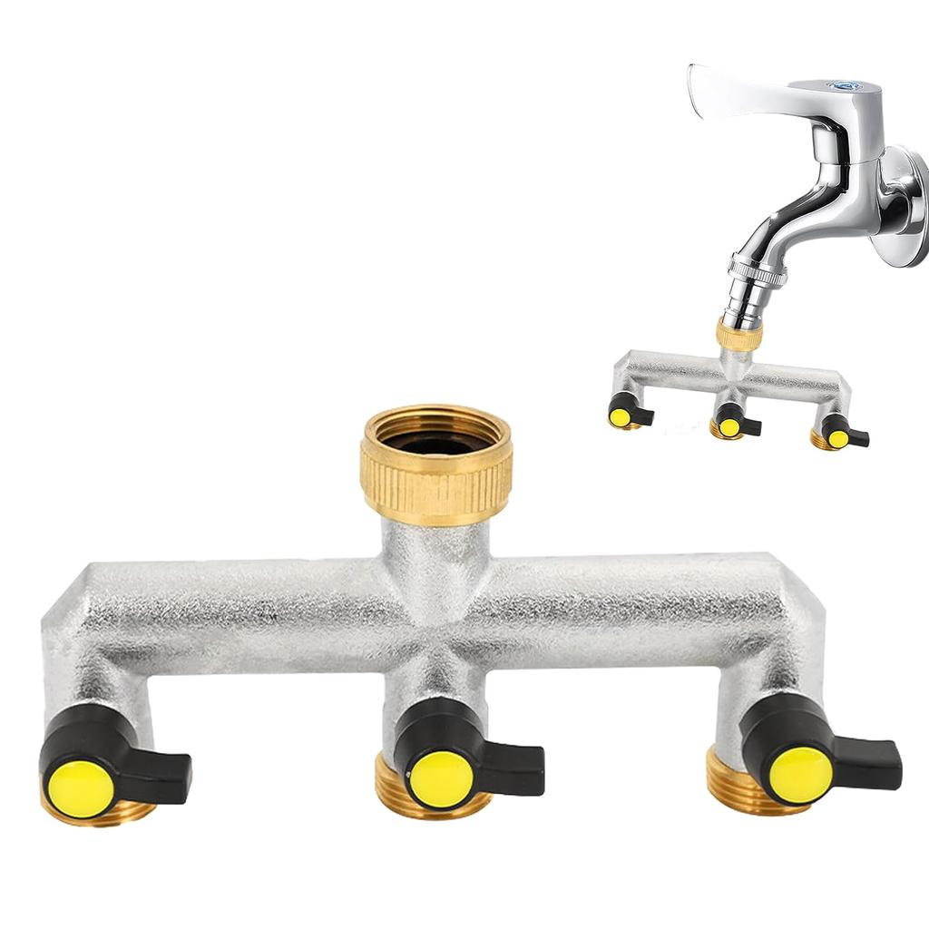 3 Way Brass Tap Splitter 3/4 Inch Garden Tap Splitter Tap Splitter 3 Way Hose Connector Hose Tap Splitter for Garden