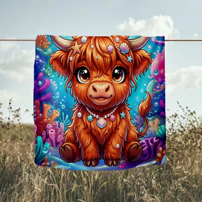 1PC Custom Name Fantasy Cow Coral World Flannel Blanket Versatile,all-season Throw Suitable for the Living Room,bedroom,camping,travel,and Gift
