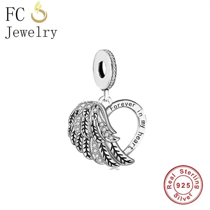FC Jewelry Fit Original Charm Bracelet 925 Silver A Piece Of My Heart Has Wings is In Heaven Forever Bead For Making Berloque