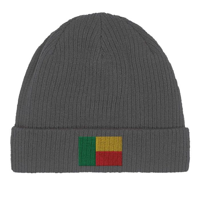Bonnet - Drapeau Bénin - Gris - 100% coton - Taille fixe - Design épuré