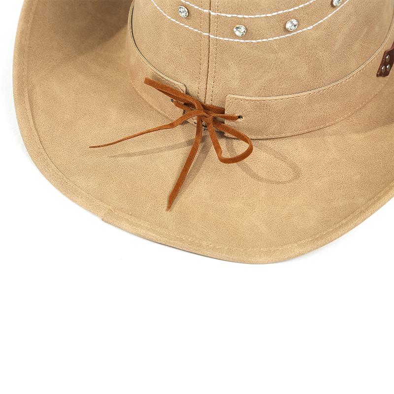 Fashionable Wide Brim Adjustable Western Style Jazz Hat Cowboy Hat With Metal Bull Head Decorated