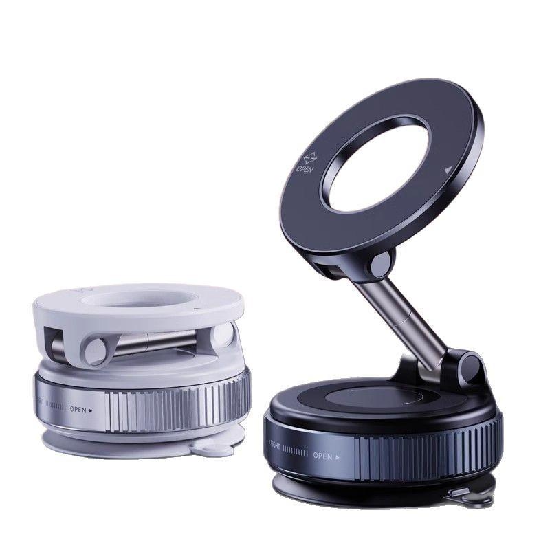 Magnetic Rotatable Folding Phone Holder with Suction Cup for Car Navigation.