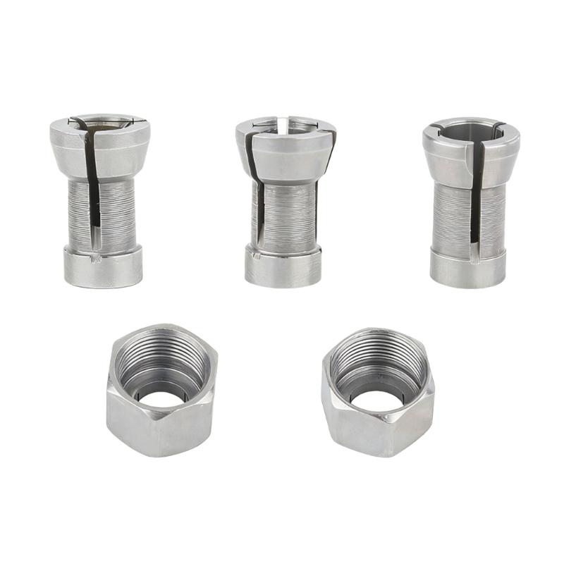 Kohlenstoffstahl-Fräser Spannzangenmuttern-Satz in mehreren Größen, einschließlich 6mm 6,35mm 8mm, für professionelle Holzbearbeitungsarbeiten