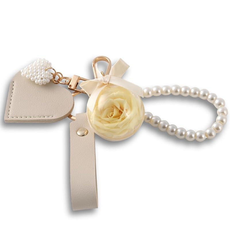 

[Forever Flowers] Domestic puriza made from real roses preserved flowers key ring charm present Valentine white day mother s day Respect for the