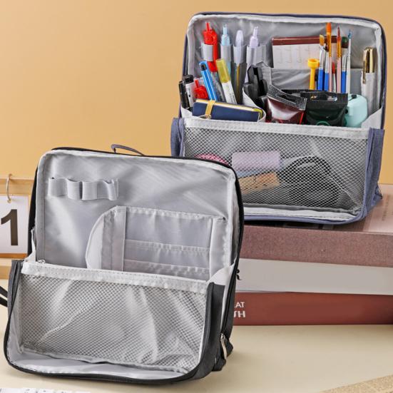 Oxford Cloth Standing Makeup Bag Multi-purpose Makeup Pouch with Compartments Waterproof Toiletry Bag Travel Cosmetic Organizer for Makeup Brushes