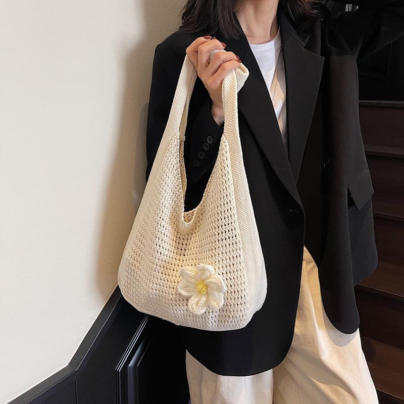 Knitted Bag Women's 2025 New Trendy Fashion Shoulder Bag Large Capacity Tote Bag Lazy Wind Beach Bag