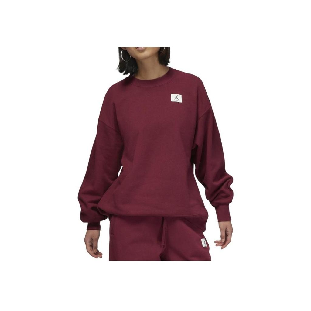 Jordan Relaxed Fleece Crew Neck Sweatshirt Women Tops Cherry-Red DQ4600-645