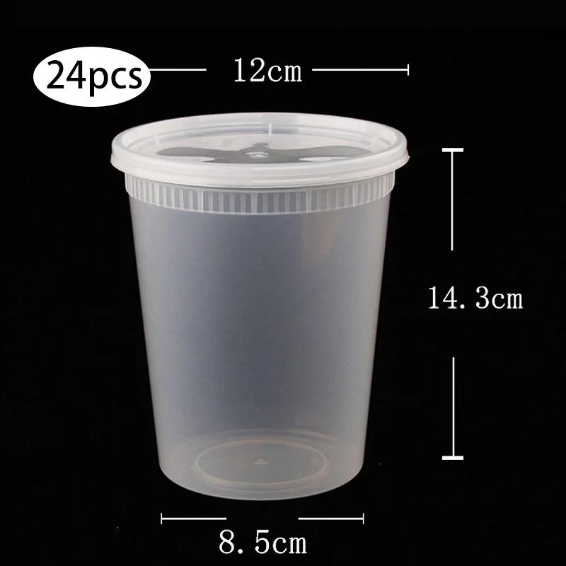 

24 шт. Пластиковые контейнеры для заморозки деликатесных продуктов с герметичными крышками, одноразовые прозрачные банки Togo, миски для приготовления салатов, супов и блюд