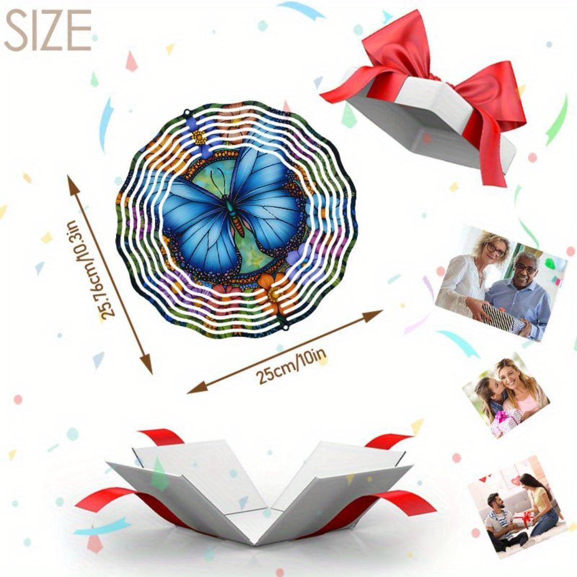 

Металлический ветряной спиннер с синей бабочкой и многоцветным цветочным дизайном 3D кинетический декор для сада уличное искусство креативный подарок для дома и сада