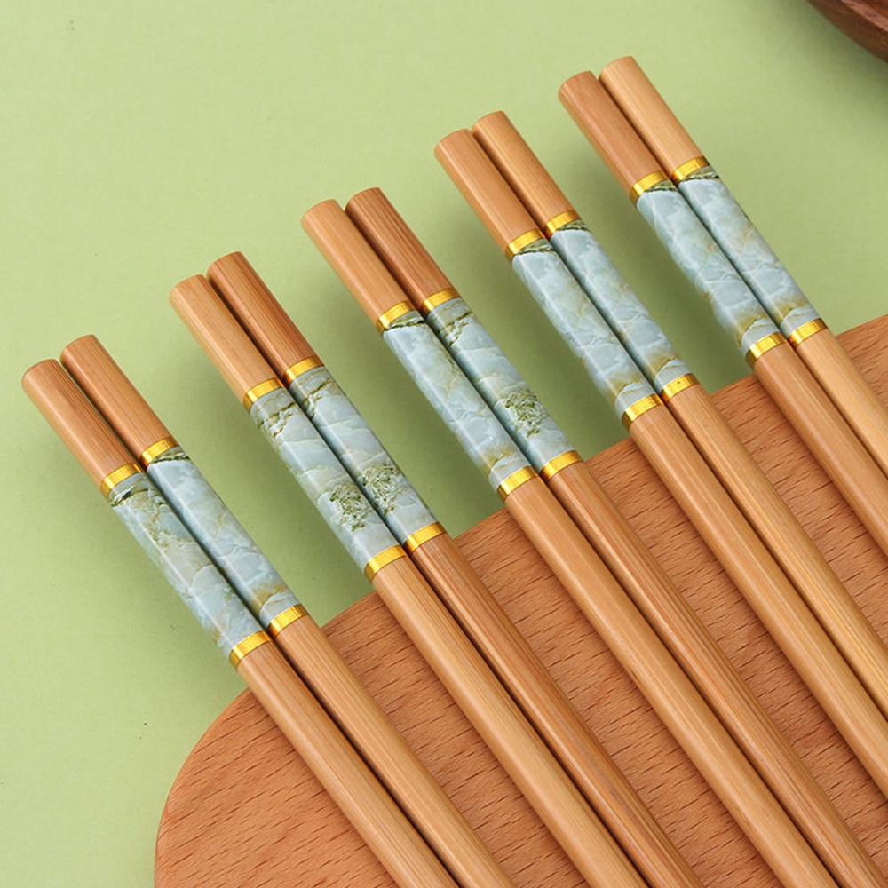 

Chinese Style Bamboo Anti-skid Sushi Rice Tableware Chopsticks Dinnerware Set Kitchen Supplies зелёный