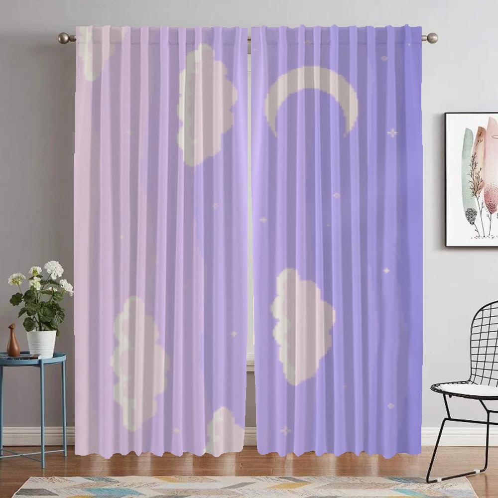 Cloud Tulle for Bedroom Partition Blackout Curtains for Living Room Curtain Home Interior Curtains 2 Pieces Halloween Decoration