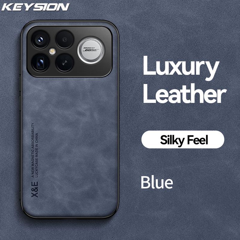 KEYSION Luxury Retro PU Leather Phone Case for Xiaomi POCO F8 Pro Soft Silicone+PC Shockproof Phone Back Cover for POCO F8 Ultra
