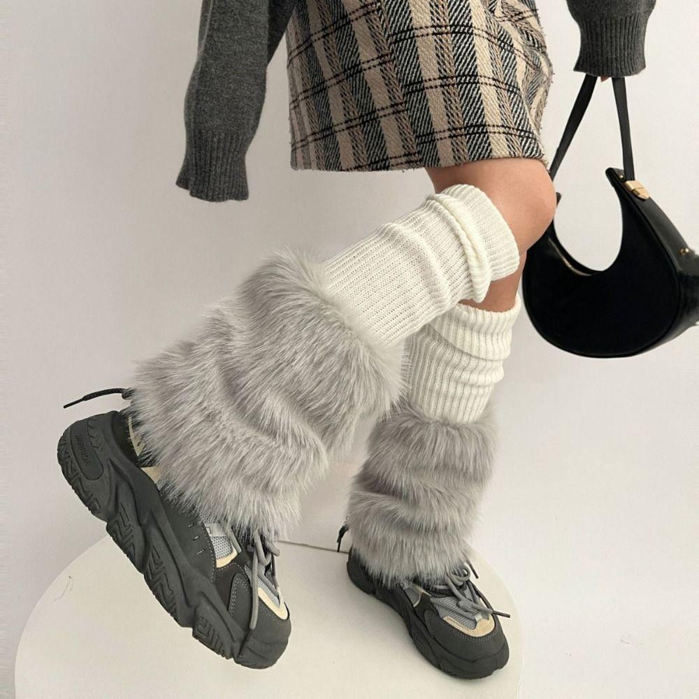 Foot Cover Winter Leg Warmers Y2K Plush Leg Coverings Soft Long Stockings  Accessories