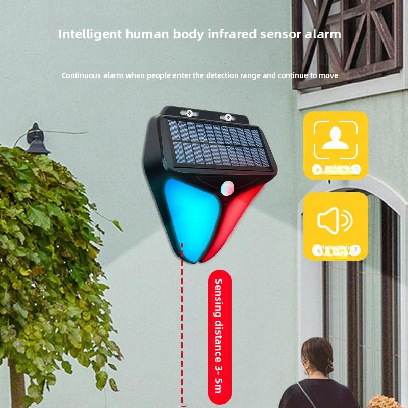 Solar LED Security Alarm Light PIR Motion Sensor Waterproof Outdoor Warning Lamp for Farm, Pond, Home, Yard, Warehouse and Villa