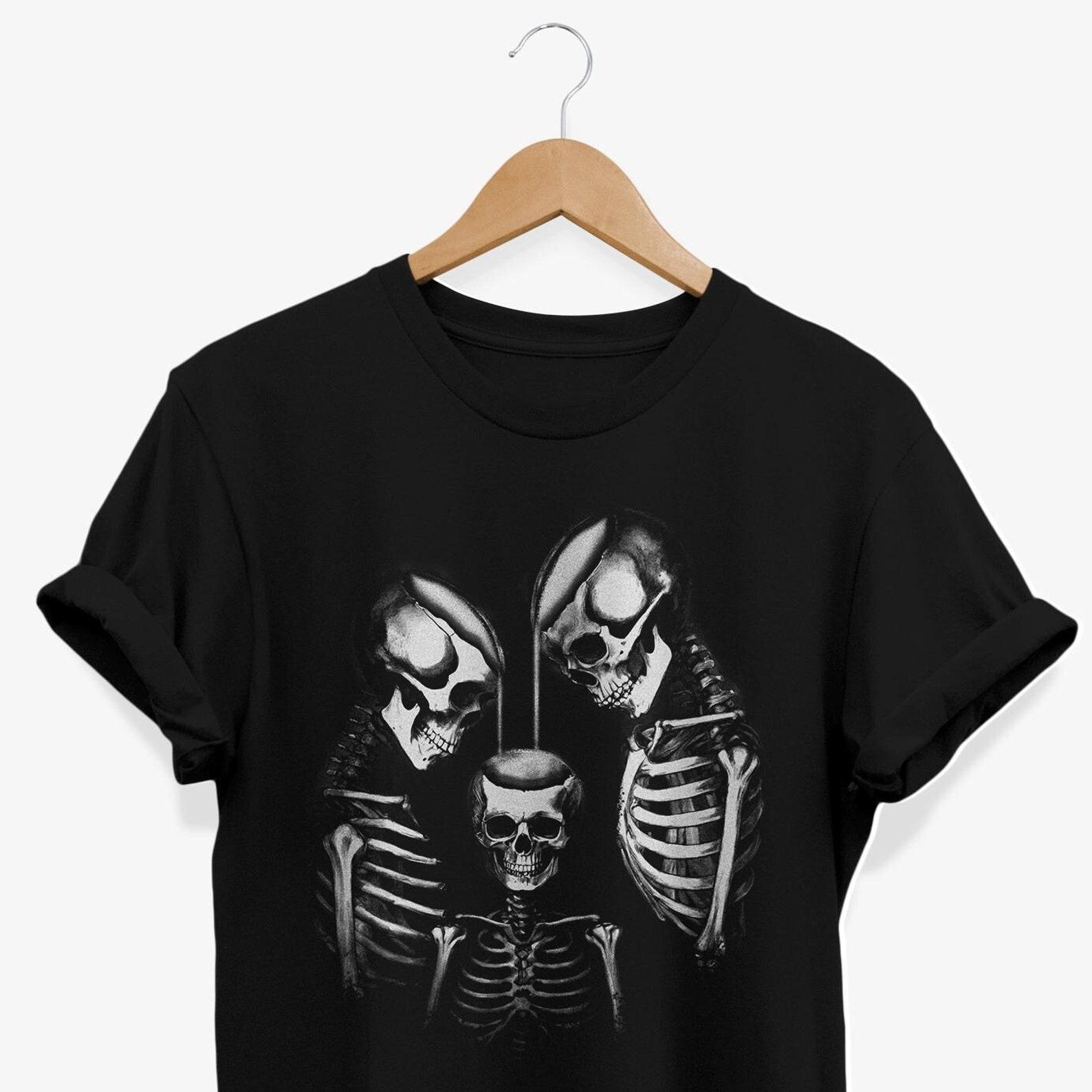 Surreal Skeleton Ritual T-Shirt, Dark Gothic Fashion 3XL
