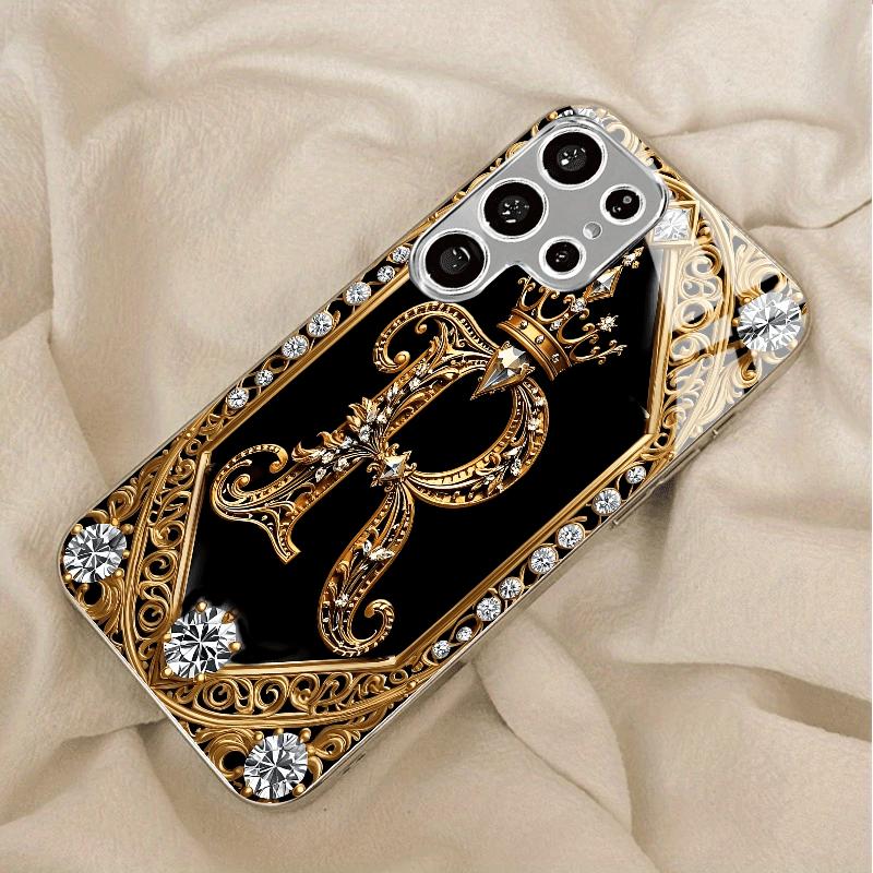 Gold-plated Tempered Glass Phone Case, Compatible Galaxy S26 S25 S24 S23 S22 Ultra Plus. Made Tempered Glass Gold Textured