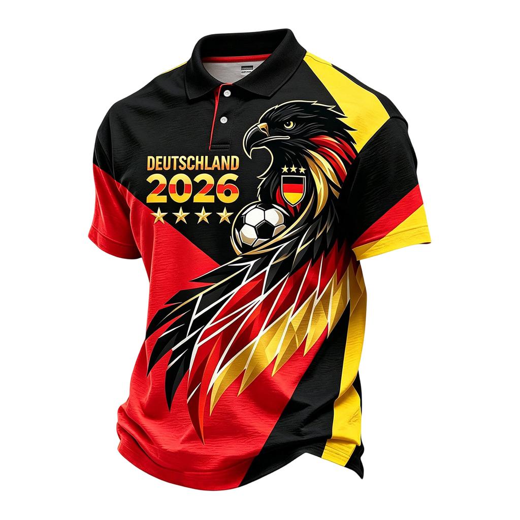 Men's Casual Printed Polo Shirt Lightweight Breathable Short Sleeve Round Neck Top Suitable for Daily Wear and Outdoor Activities