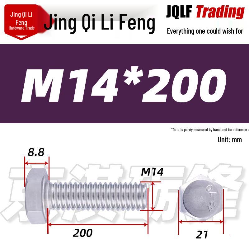 201 Stainless Steel Hex Head Full Thread Bolt: Wear & Corrosion Resistant, M4-M14 for Aerospace Machinery