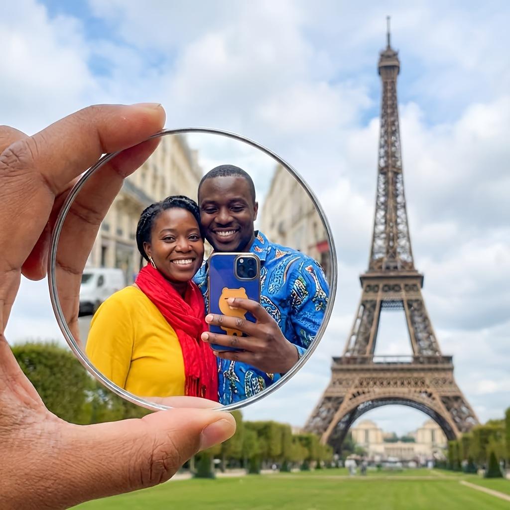 Portable Travel Selfie Mirror, Hd Round Convex Mirror For Vlogging&Makeup, Handheld Photography Props, Ins Style Photo Accessory Set