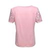 Damenmode Sommer Neu Lässig Rundhals Kurzarm Spitze Plissee T-Shirt Top