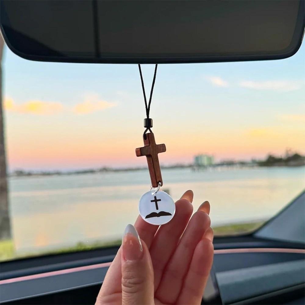 Wooden Cross NFC Bible Cross Pendant Inspirational Handmade Cross Hanging Ornament Daily Encouragement Prayer Time
