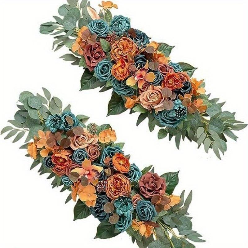 2 buc Aranjament Floral Simulare Trandafir Aranjament Floral Aranjament Floral Nuntă Aranjament Floral Aranjament Floral Aranjament Floral Flori Arc Nuntă pentru Decor Ceremonie în Aer Liber, Decorațiune Piesă Centrală Masă