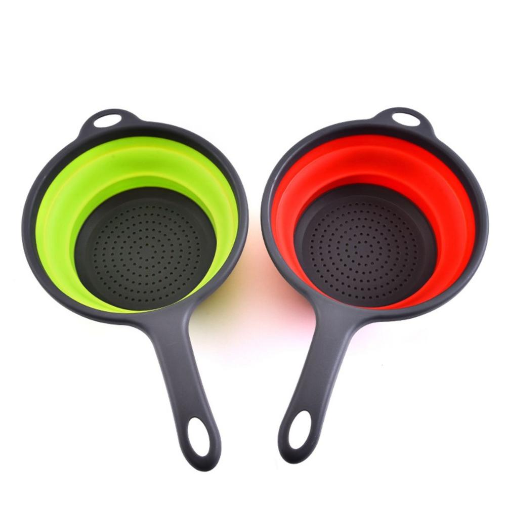 Fruit Collapsible Washing Silicone with Handle Colander Dish Draining Basket Drainer Strainer