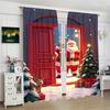 Modern Set Of 2 Christmas Santa Claus Tree Pattern Printed Curtains Decorations Home Room Curtain Polyester