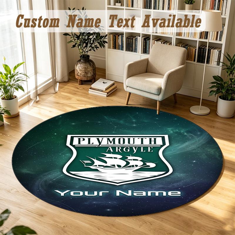 Round Rug Custom NamePlymouth Argyle FC Pattern Non Slip Carpet Home Floor Decor