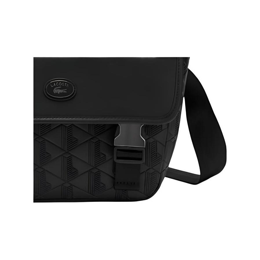 Lacoste Borsa a tracolla in pelle versatile alla moda Borsa da uomo normale Nera NH4655MR-000